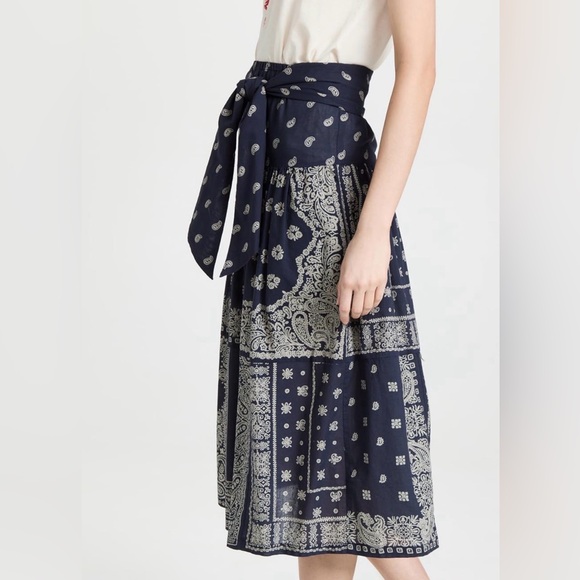 THE GREAT Navy Bandana Print Skirt - Picture 3 of 6